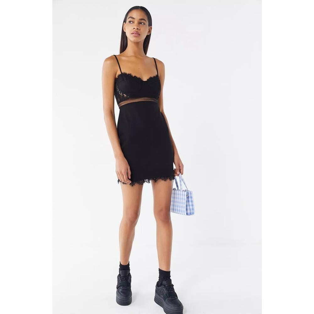 NWT ASTR The Label 'Dream On' Lace Bustier Cutout Black Mini Dress Size Medium